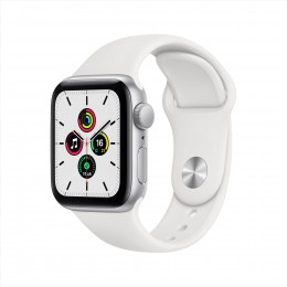 Apple Watch SE GPS 44mm Silver Aluminum Case with White Sport Band (Спортивный ремешок белого цвета)