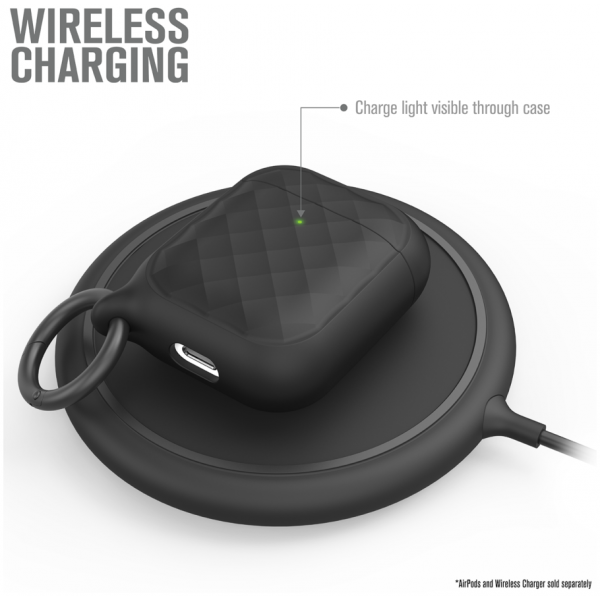 Чехол Catalyst Ring Clip Case для AirPods 1&2 в черном цвете с карабином