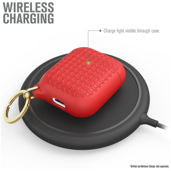 Чехол с карабином Catalyst Keyring Case для AirPods 1&2, цвет Красный