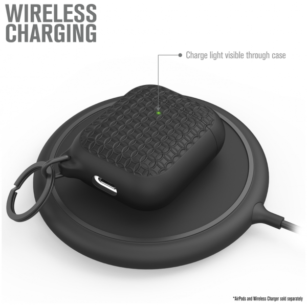 Чехол с карабином Catalyst Keyring Case для AirPods 1&2, цвет Черный