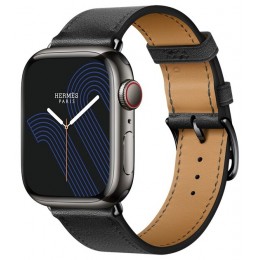 Умные часы Apple Watch Series 8 41mm Steel Case, Space Black, Single Tour Noir Hermes