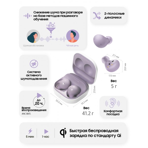 Беспроводные наушники Samsung Galaxy Buds2, фиолетовый