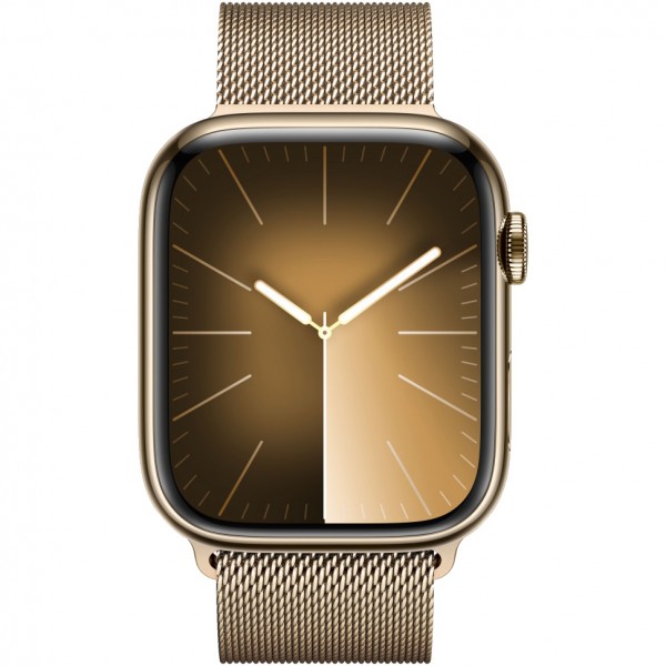 Apple Watch Series 9 45mm Gold Stainless Steel with Milanese Loop