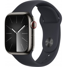 Apple Watch S9 41mm 9 41mm Graphite Stainless Steel Case with Midnight Sport Band S/M
