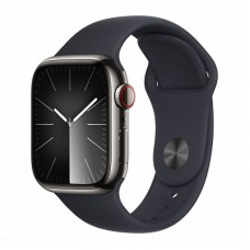 Apple Watch Series 9 45mm Graphite Steel Case with Sport Band Midnight S/M