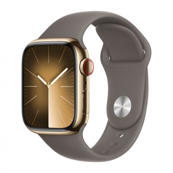 Apple Watch Series 9 45mm Gold Stainless Steel Case with Sport Band Clay S/M