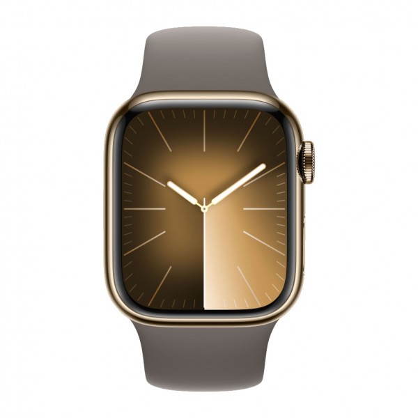 Apple Watch Series 9 45mm Gold Stainless Steel Case with Sport Band Clay S/M