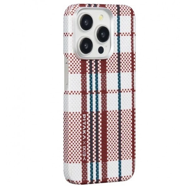 Чехол Pitaka MagEZ Case 5 для iPhone 15 Pro MAX (6.7), принт красно/белые линии (Red, white and blue lines) KI1502PRWB