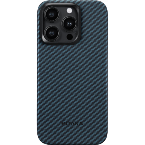 Чехол Pitaka MagEZ Case 4 для iPhone 15 Pro Max (6.7), черно-синий, кевлар (арамид)