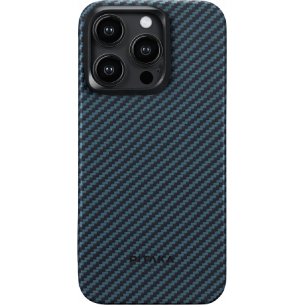 Чехол Pitaka MagEZ Case 4 для iPhone 15 Pro Max (6.7), черно-синий, кевлар (арамид)