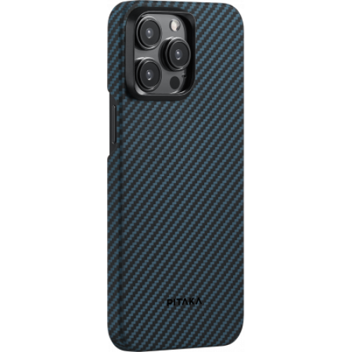 Чехол Pitaka MagEZ Case 4 для iPhone 15 Pro Max (6.7), черно-синий, кевлар (арамид)