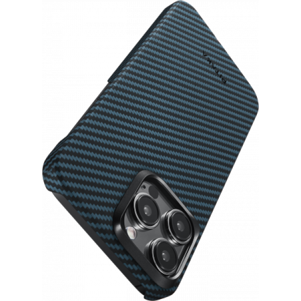 Чехол Pitaka MagEZ Case 4 для iPhone 15 Pro Max (6.7), черно-синий, кевлар (арамид)
