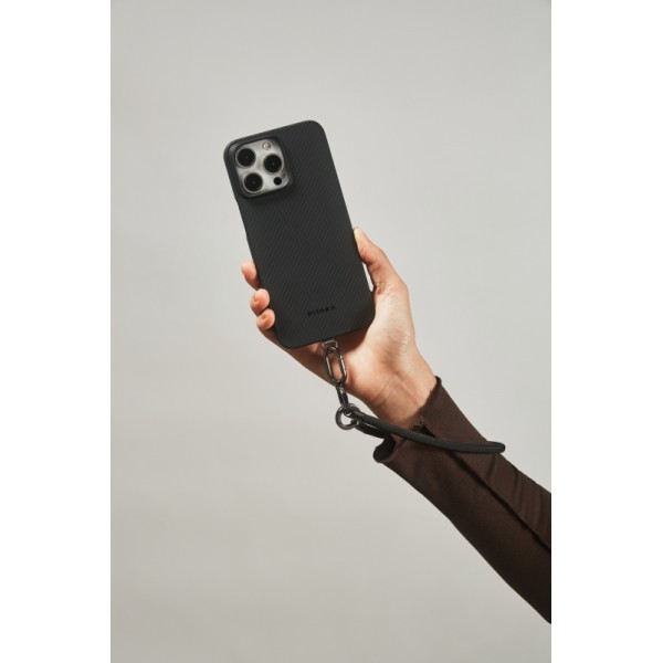 Шнурок Pitaka Strap 3 в 1 для телефона (на плечо/шею/запястье), черный/серый (Black/Grey) MSB2401