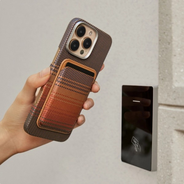 Чехол-бумажник Pitaka MagSafe Woven Wallet, принт закат (Sunset) (MWW2402)