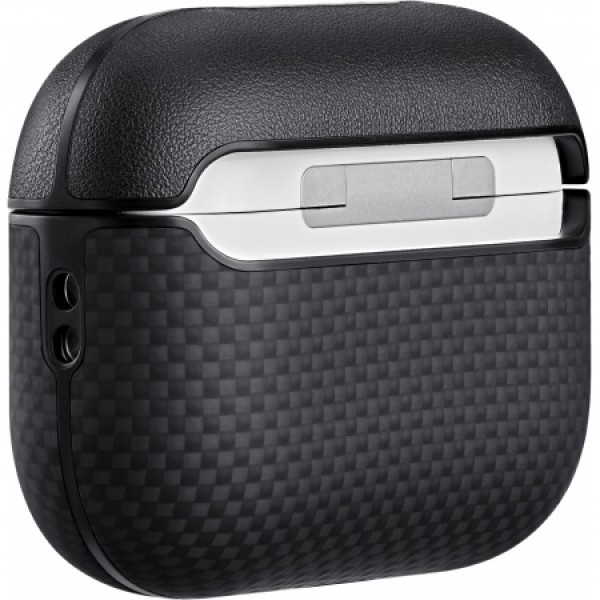 Чехол Pitaka из арамидного волокна и кожи для AirPods Pro 3, черный (APM2501)