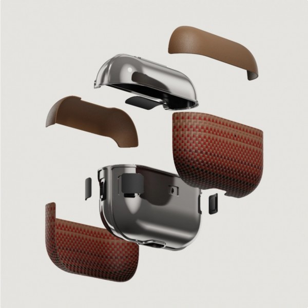 Чехол Pitaka из арамидного волокна и кожи для AirPods 4, Sunset (APM2405)