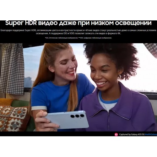 Смартфон Samsung Galaxy A55 5G 8/128 ГБ, Dual: nano SIM + eSIM, iceblue