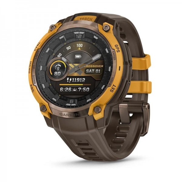 Умные часы Garmin Instinct Crossover Amoled Bronze Sunburst Cocoa 010-03398-01