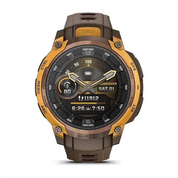 Умные часы Garmin Instinct Crossover Amoled Bronze Sunburst Cocoa 010-03398-01
