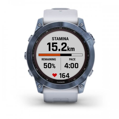 Умные часы Garmin FENIX 7X Blue Titanium With Whitestone Band