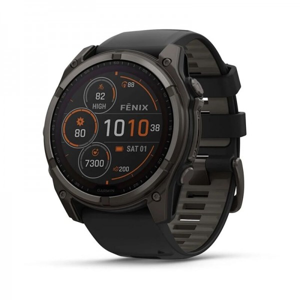 Умные часы Garmin Fenix 8 51mm Solar Sapphire Carbon Gray DLC Titanium with Black/Pebble Gray Silicone 010-02907-11