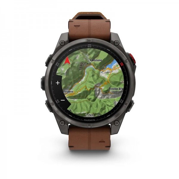 Умные часы Garmin Fenix 8 Pro 47mm Amoled Sapphire Titanium Carbon Grey Chestnut Leather 010-03198-40