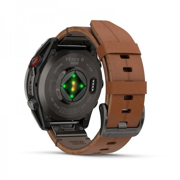 Умные часы Garmin Fenix 8 Pro 47mm Amoled Sapphire Titanium Carbon Grey Chestnut Leather 010-03198-40