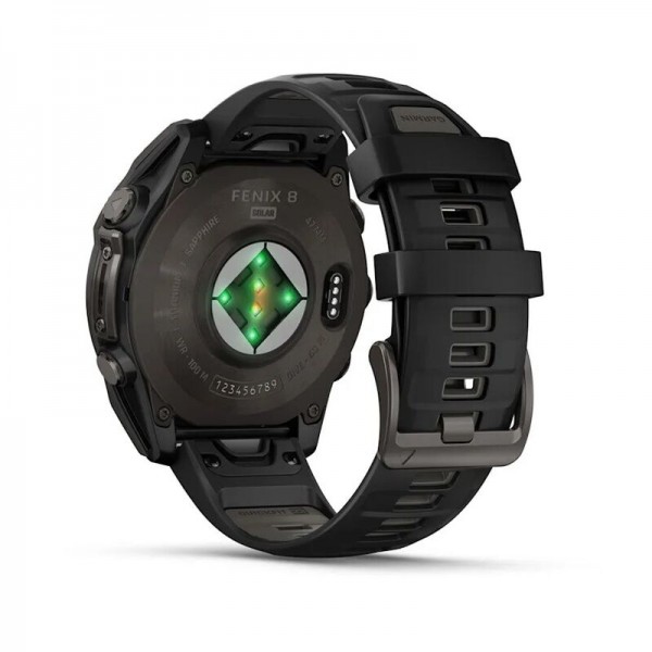 Умные часы Garmin Fenix 8 47 мм Solar Sapphire Carbon Gray Titanium with Black/Pebble Silicone 010-02906-11