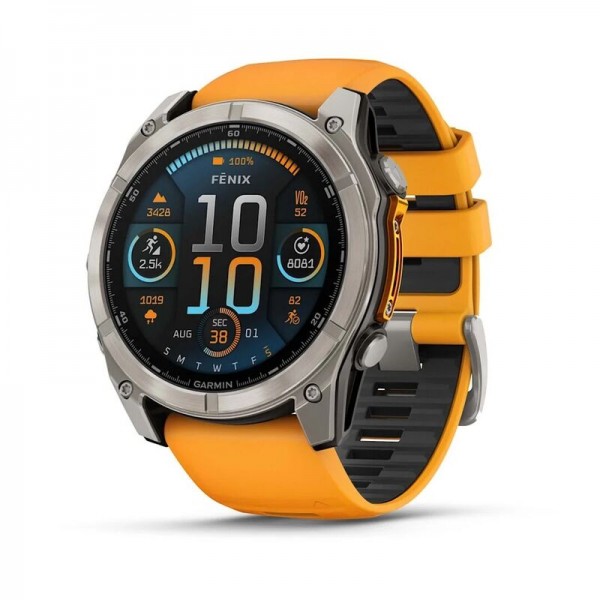 Умные часы Garmin Fenix 8 51mm Amoled Sapphire Carbon Gray DLC Titanium with Spark Orange Silicone 010-02905-11
