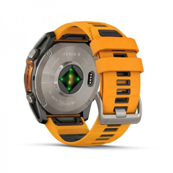Умные часы Garmin Fenix 8 51mm Amoled Sapphire Carbon Gray DLC Titanium with Spark Orange Silicone 010-02905-11