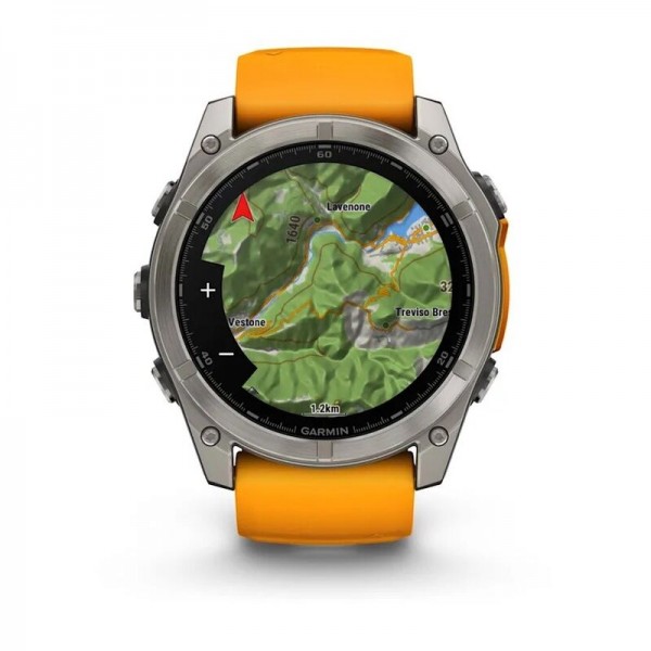 Умные часы Garmin Fenix 8 51mm Amoled Sapphire Carbon Gray DLC Titanium with Spark Orange Silicone 010-02905-11