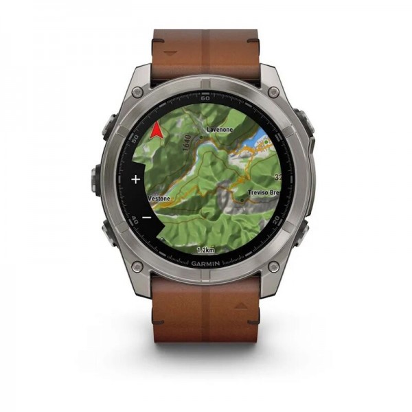 Умные часы Garmin Fenix 8 51mm Amoled Sapphire Bare Titanium Black with Chestnut Leather Band plus Black Silicone Band 010-02905-40