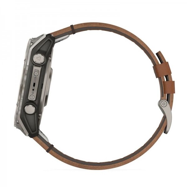 Умные часы Garmin Fenix 8 51mm Amoled Sapphire Bare Titanium Black with Chestnut Leather Band plus Black Silicone Band 010-02905-40