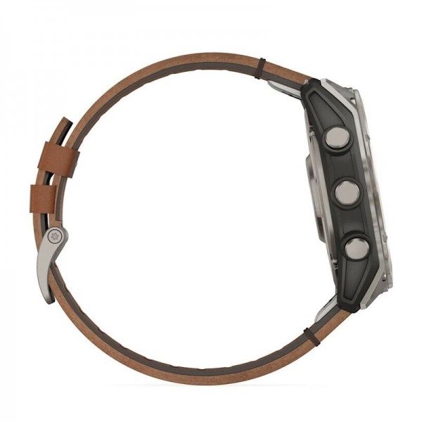 Умные часы Garmin Fenix 8 51mm Amoled Sapphire Bare Titanium Black with Chestnut Leather Band plus Black Silicone Band 010-02905-40