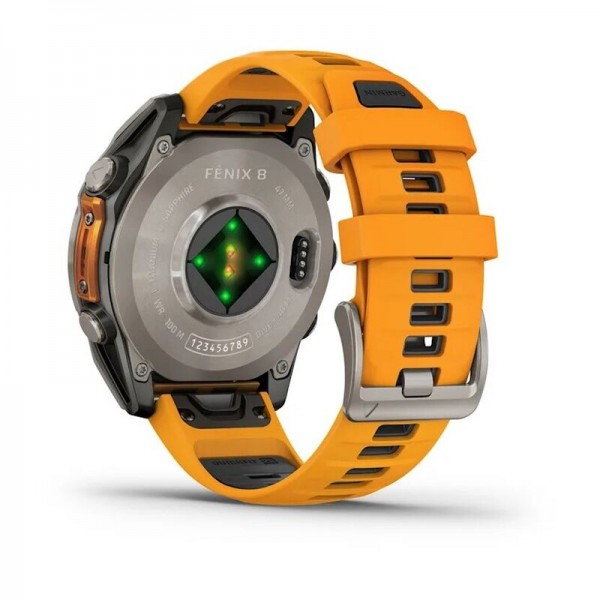 Умные часы Garmin Fenix 8 47 мм Amoled Sapphire Titanium Orange 010-02904-11