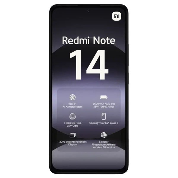 Смартфон Xiaomi Redmi Note 14 6/128 ГБ RU, 4G, NFС, Dual nano SIM, черный