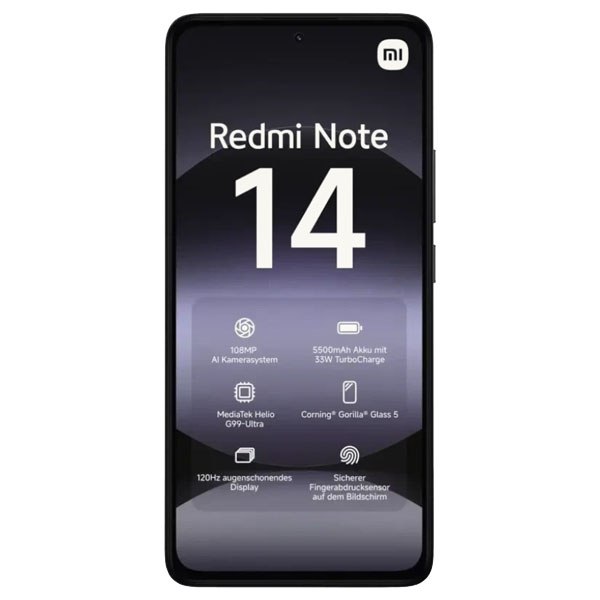 Смартфон Xiaomi Redmi Note 14 8/256 ГБ RU, 4G, NFС, Dual nano SIM, черный