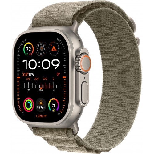 Умные часы Apple Watch Ultra 2 49 мм Titanium Case, титановый/olive Alpine Loop (L)