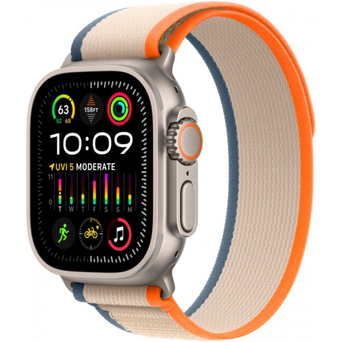 Умные часы Apple Watch Ultra 2 49 мм Titanium Case, титановый/orange/beige Trail Loop (M/L)