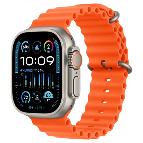 Умные часы Apple Watch Ultra 2 49 мм Titanium Case, титановый/Orange Ocean Band One Size