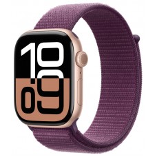 Apple Watch S10 46mm Rose Gold Aluminum Case with Plum Sport Loop 