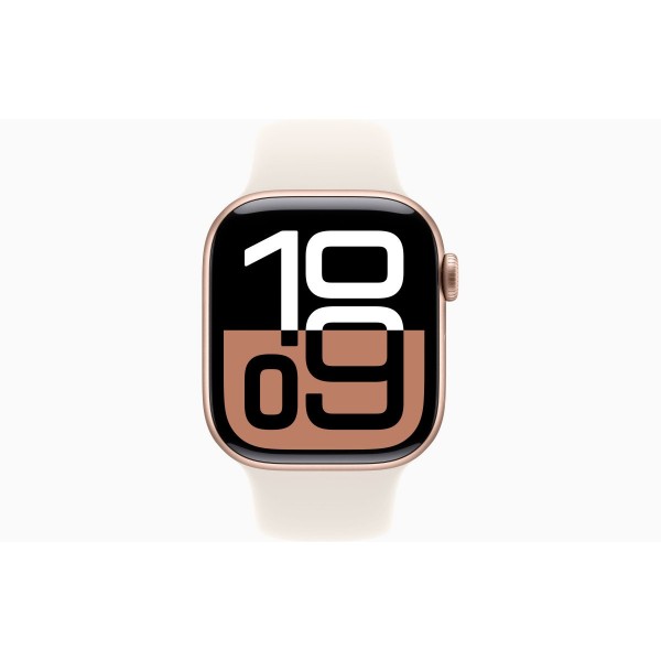 Apple Watch S10 46mm Rose Gold Aluminium Case with Starlight Sport Band S/M 