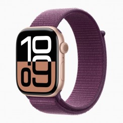 Apple Watch S10 42mm GPS + Cellular, Rose Gold Aluminum Case with Plum Sport Loop