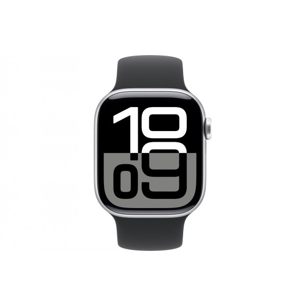 Apple Watch S10 42mm Silver Aluminium Case with Black Solo Loop