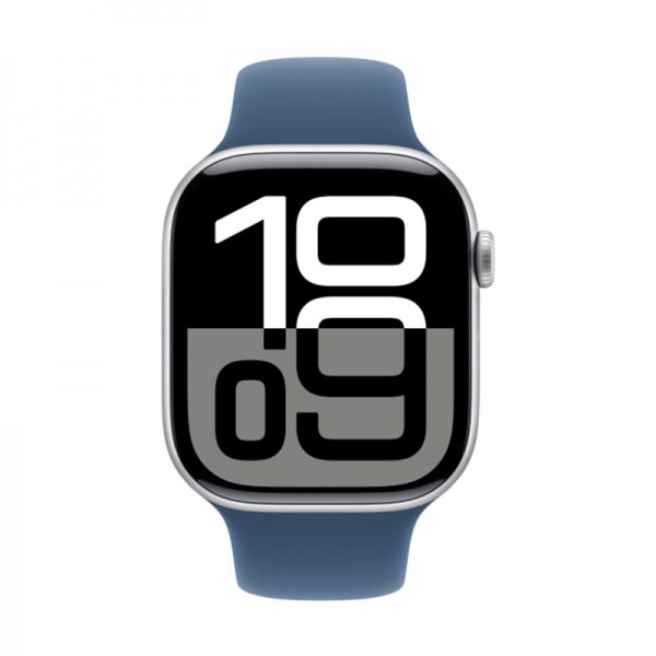 Apple Watch S10 46mm с GPS и Cellular в серебристом алюминиевом корпусе и денимовой спортивной ленте M/L