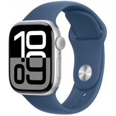 Apple Watch S10 GPS + Cellular 46mm Silver Aluminium Case with Denim Sport Band M/L