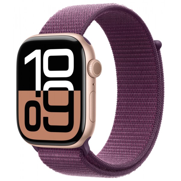 Apple Watch S10 46mm GPS + Cellular в розовом золоте с пурпурным спортивным ремешком