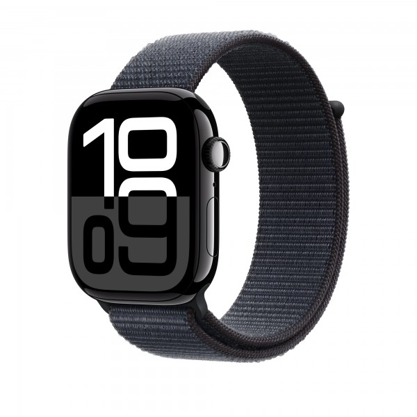 Apple Watch S10 46mm Aluminium Jet Black Case with Ink Sport Loop