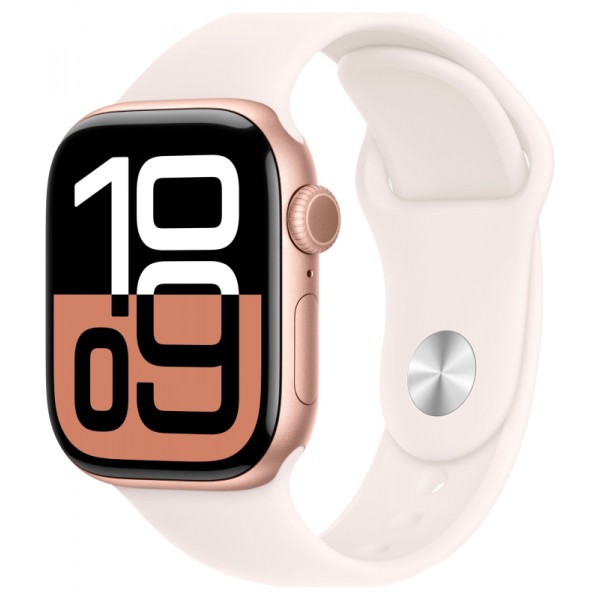 Apple Watch S10 42mm GPS + Cellular, 42mm Rose Gold Aluminum Case with Light Blush Sport Band S/M