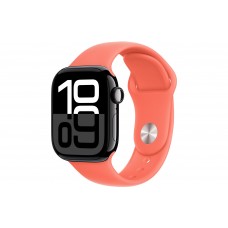 Apple Watch S10 42mm Jet Black Aluminum Case with Tangerine Sport Band S/M